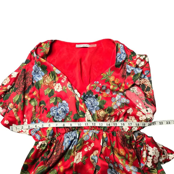 Alice + Olivia Clarine Floral Silk Wrap Dress - Picture 3 of 4